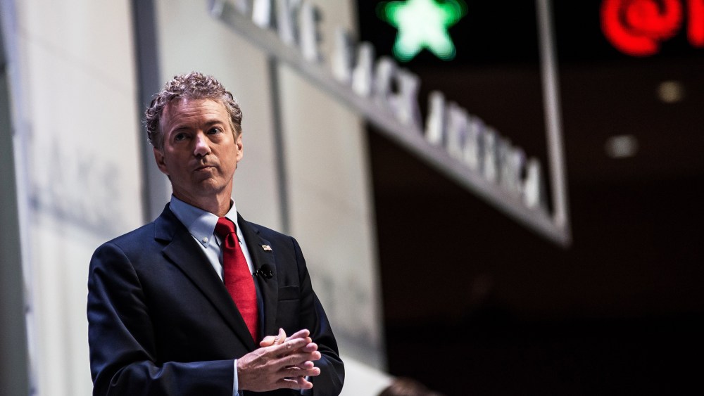 Sen. Rand Paul (R-KY) speaks to voters at the Heritage Action Presidential Candidate Forum on Sept. 18, 2015 in Greenville, S.C. (Photo by Sean Rayford/Getty)