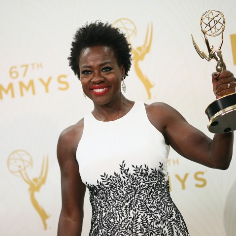Actress Viola Davis, winner of the award for Outstanding Lead Actress in a Drama Series for 'How to Get Away With Murder', poses in the press room at the 67th Annual Primetime Emmy Awards on Sept. 20, 2015 in Los Angeles, Calif.(Photo by Mark Davis/Getty)