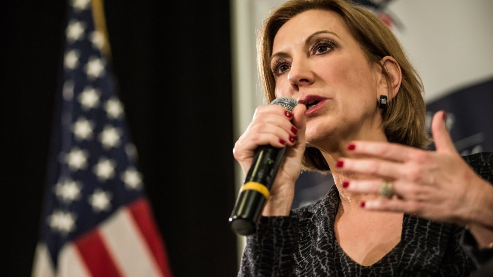 Republican presidential candidate Carly Fiorina speaks to voters during a town hall meeting at the Ocean Reef Convention Center September 22, 2015 in Myrtle Beach, SC. (Photo by Sean Rayford/Getty)
