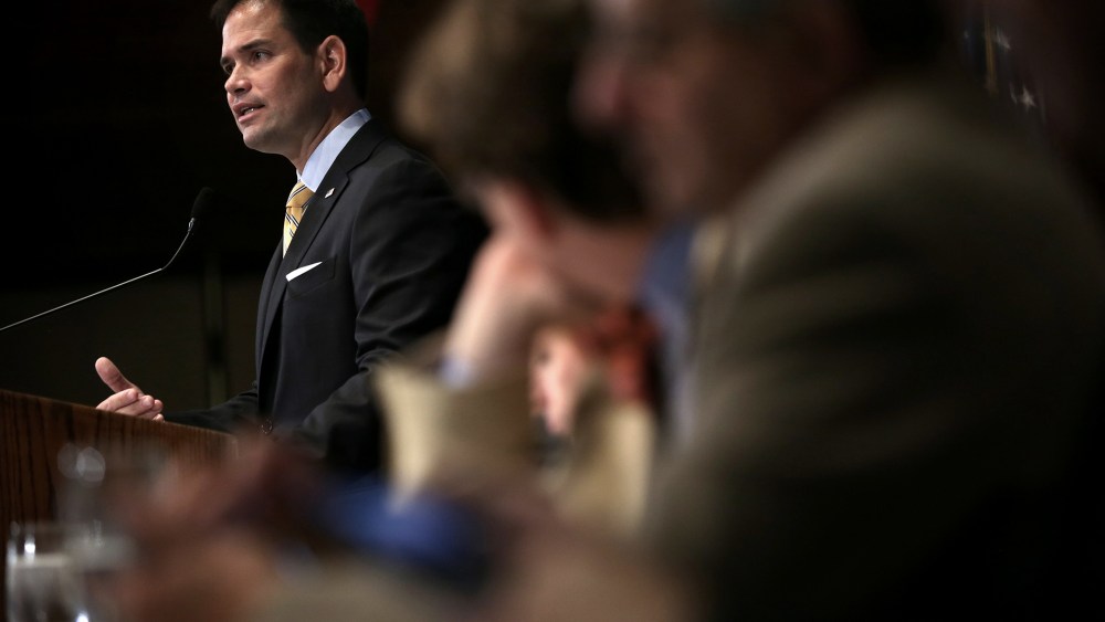 U.S. Sen. Marco Rubio speaks during a National Press Club Newsmaker Luncheon May 13, 2014 in Washington, DC.