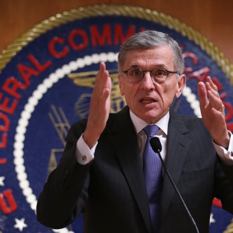 Federal Communications Commission (FCC) Chairman Tom Wheeler speaks during a news conference on May 15, 2014 at the FCC headquarters in Washington, DC.