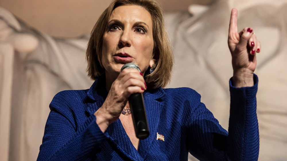 Republican presidential candidate Carly Fiorina speaks to voters at a town hall meeting Oct. 2, 2015 in Aiken, S.C. (Photo by Sean Rayford/Getty)