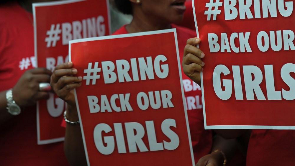 Nigerian women living in Kenya demonstrate to press for the release of Nigerian school girls kidnapped in nothern Nigeria by members of the Boko Haram, on May 16, 2014 in Nairobi.