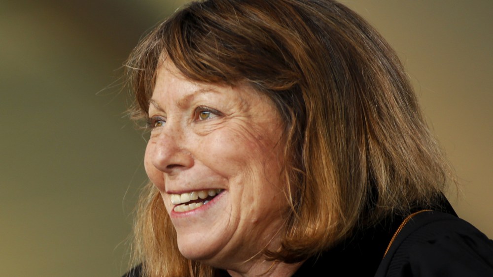 Jill Abramson, former executive editor at the New York Times speaks during commencement ceremonies for Wake Forest University on May 19, 2014 in Winston Salem, N.C.