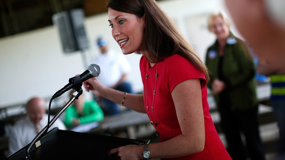 Senate candidate and Kentucky Secretary of State Alison Lundergan Grimes (D-KY) speaks while campaigning in advance of the state's Democratic primary May 19, 2014 in Frankfort, Ky.