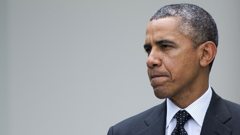 President Barack Obama delivers a statement from the Rose Garden at the White House in Washington, D.C, May 27, 2014.