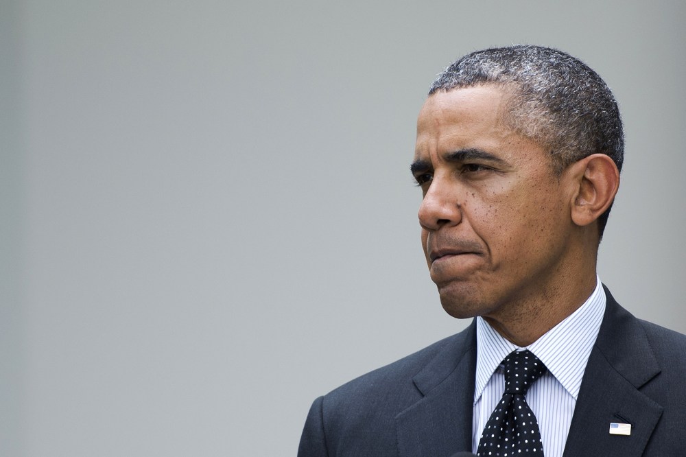 President Barack Obama delivers a statement from the Rose Garden at the White House in Washington, D.C, May 27, 2014.