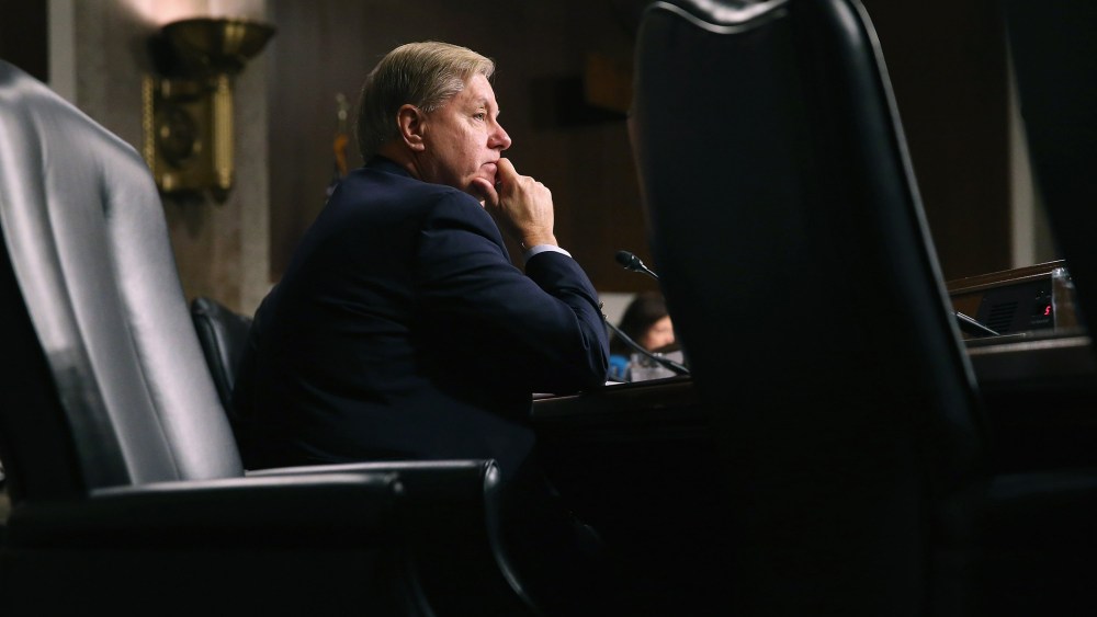 Senate Armed Services Committee member and Republican presidential candidate Sen. Lindsey Graham (R-SC) listens to witnesses during a hearing on Capitol Hill in Oct. 27, 2015 in Washington, D.C. (Photo by Chip Somodevilla/Getty)