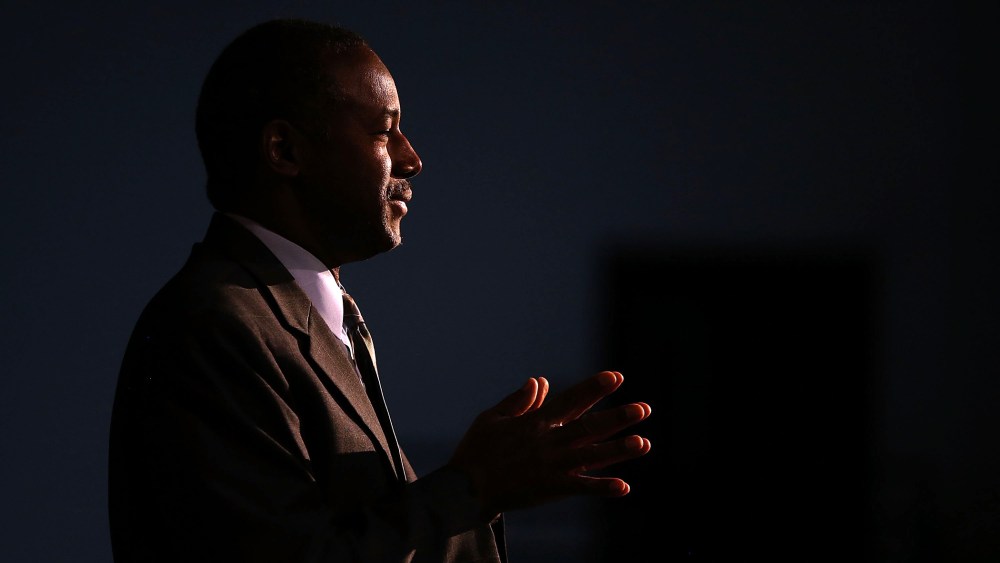 Republican presidential candidate Ben Carson speaks during a Distinguished Speakers Series event at Colorado Christian University on Oct. 29, 2015 in Lakewood, Colo. (Photo by Justin Sullivan/Getty)