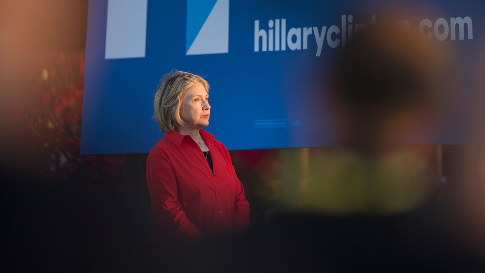 Democratic presidential candidate Hillary Clinton speaks to guests at a campaign event on Nov. 3, 2015 in Coralville, Iowa. (Photo by Scott Olson/Getty)