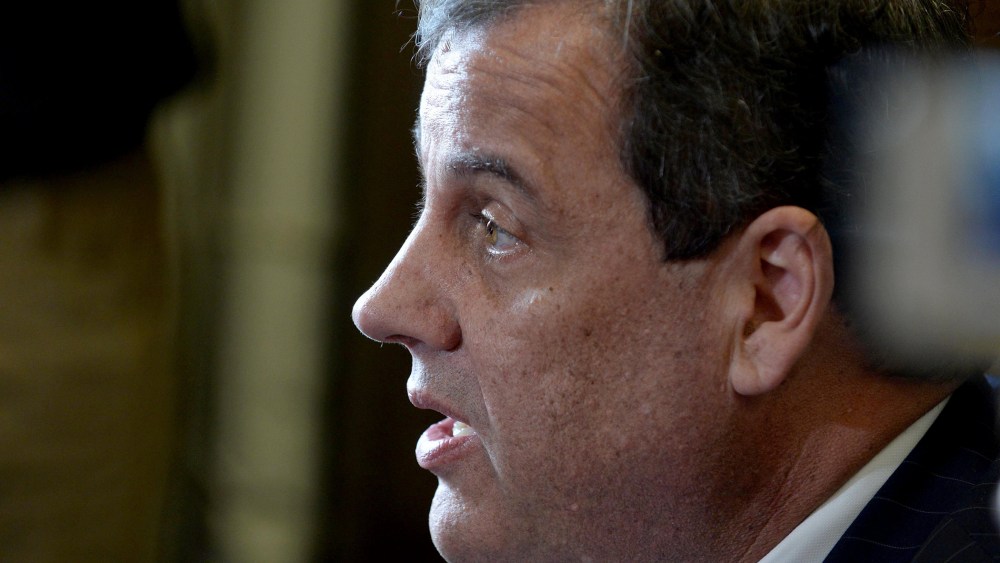 Republican Presidential candidate Chris Christie (R-NJ) files paperwork for the New Hampshire primary at the State House on Nov. 6, 2015 in Concord, N.H. (Photo by Darren McCollester/Getty)