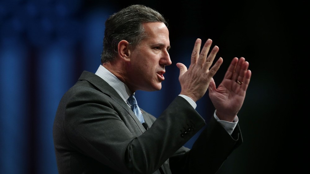 Republican presidential candidate former U.S. Sen. Rick Santorum (R-PA) speaks during the Sunshine Summit conference being held at the Rosen Shingle Creek on Nov. 14, 2015 in Orlando, Fla. (Photo by Joe Raedle/Getty)