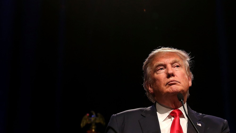 Republican presidential candidate Donald Trump speaks during a campaign rally at the Westgate Las Vegas Resort & Casino on Dec. 14, 2015 in Las Vegas, Nev. (Photo by Justin Sullivan/Getty)