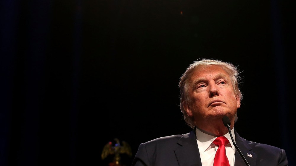 Republican presidential candidate Donald Trump speaks during a campaign rally at the Westgate Las Vegas Resort & Casino on Dec. 14, 2015 in Las Vegas, Nev. (Photo by Justin Sullivan/Getty)