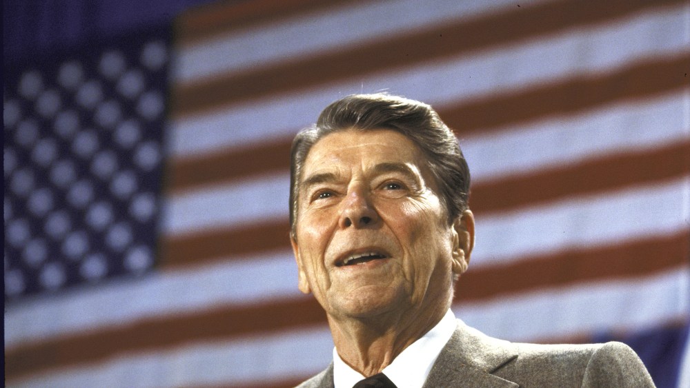 President Ronald W. Reagan is pictured speaking at a fundraiser for Senate Candidate Linda Chavez's campaign on Oct. 1, 1986. (Photo by Dirck Halstead/The LIFE Images Collection/Getty)