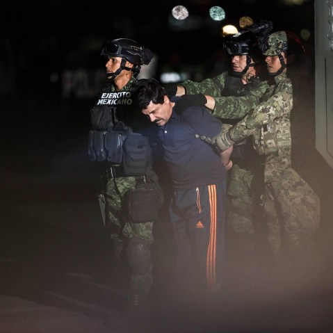 Joaquin Guzman Loera, also known as "El Chapo" is transported to Maximum Security Prison of El Altiplano in Mexico City, Mexico on Jan. 8, 2016. (Photo by Daniel Cardenas/Anadolu Agency/Getty)