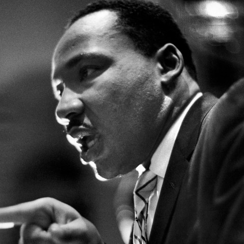 The Reverend Martin Luther King Jr delivers a speech. (Paul Schutzer/Time & Life Pictures/Getty Images)