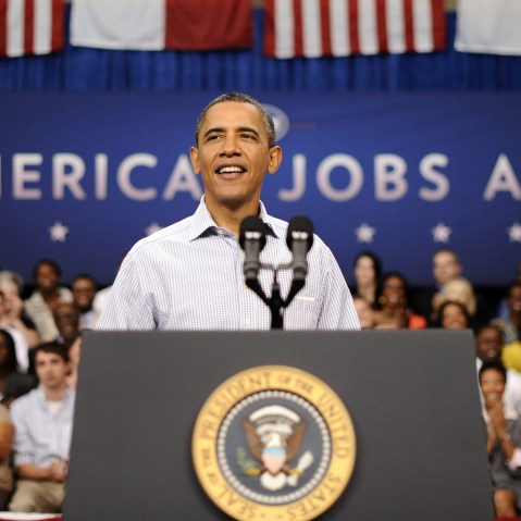 President Barack Obama speaks at the YMCA on Guilford Technical Community College Campus in Jamestown, North Carolina, on Oct. 18. (Photo by Jewel Samad/AFP - Getty Images Files)