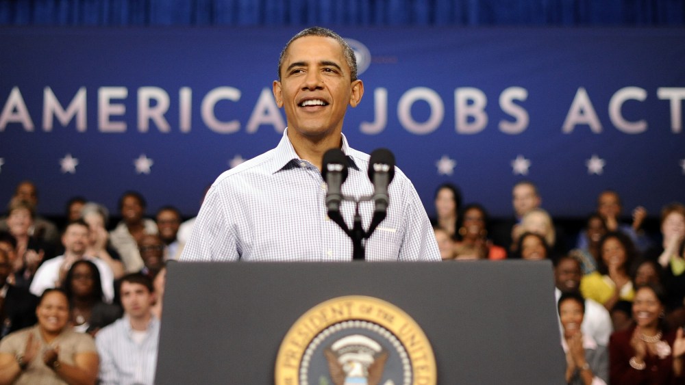 President Barack Obama speaks at the YMCA on Guilford Technical Community College Campus in Jamestown, North Carolina, on Oct. 18. (Photo by Jewel Samad/AFP - Getty Images Files)