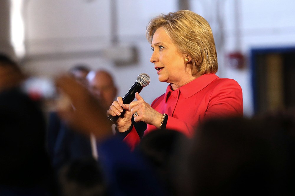 Democratic presidential candidate Hillary Clinton speaks to voters on Feb. 12, 2016 in Denmark, S.C. (Photo by Spencer Platt/Getty)