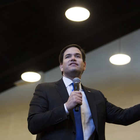 Republican presidential candidate Senator Marco Rubio (R-FL) speaks at Patrick Henry College, Feb. 28, 2016 in Purcellville, Va. (Photo by Drew Angerer/Getty)