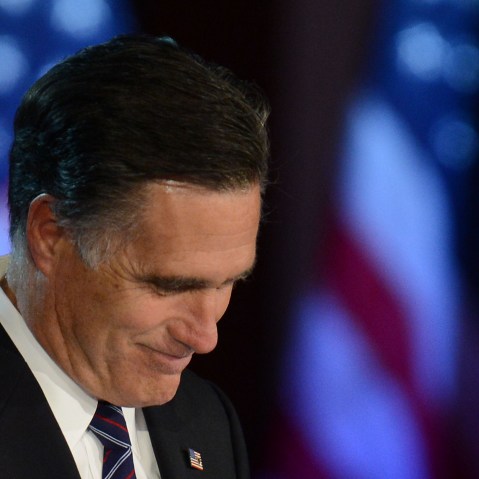 Mitt Romney conceding the 2012 election to President Obama on Tuesday, Nov. 6 in Boston. (Don Emmert/AFP/Getty Images)