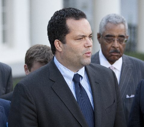 Ben Jealous (C), president of the National Association for the Advancement of Colored People (NAACP), speaks outside the White House on November 16, 2012. (TOBY JORRIN/AFP/Getty Images)