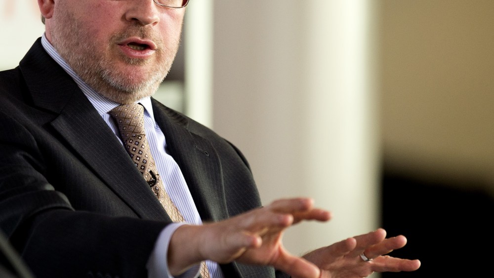 Americans for Tax Reform President Grover Norquist talks during the Politico Playbook Breakfast at the Newseum in Washington, DC, November 28, 2012. (Photo by Jim Watson/AFP/Getty Images)