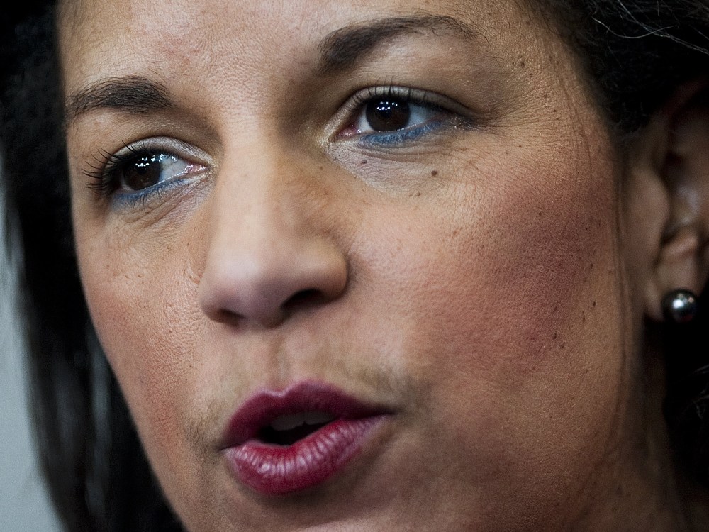 File Photo: dated February 28, 2011 shows US Ambassador to the United Nations Susan Rice speaking during the White House daily briefing at the White House in Washington, DC.  Susan Rice, on December 13, 2012, withdrew her name from consideration to be...