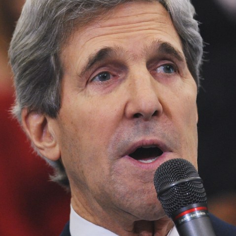 New US Secretary of State John Kerry speaks to State Department employees upon arrival at the State Department on February 4, 2013 in Washington, DC. Kerry, the former head of the Senate Foreign Relations Committee, replaced Hillary Clinton on February...