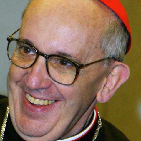 A file picture taken on October 17, 2003 shows Argentina's cardinal Jorge Mario Bergoglio who has been elected Pope on March 13, 2013 to replace the frail Benedict XVI as leader of the world's 1.2 billon Catholics as tens of thousands cheer in St Peter...