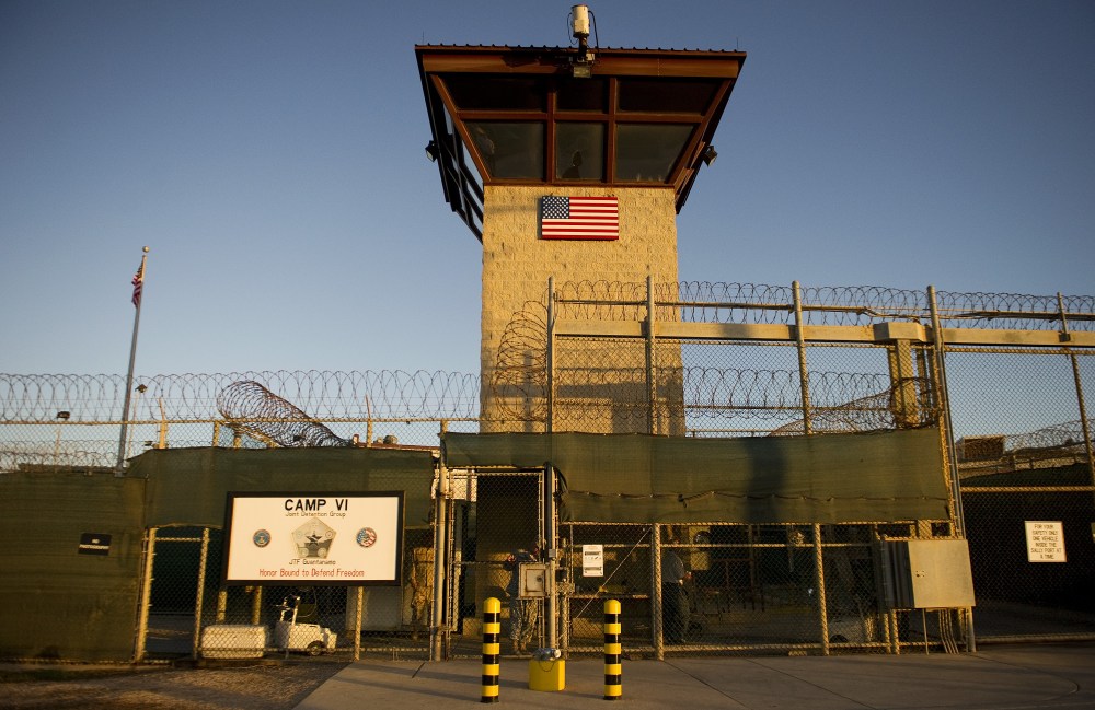 File Photo: This January 19, 2012 file photo reviewed by the US military shows the front gate of "Camp Six" detention facility of the Joint Detention Group at the US Naval Station in Guantanamo Bay, Cuba. (Photo by Jim WATSON/AFP/Getty)