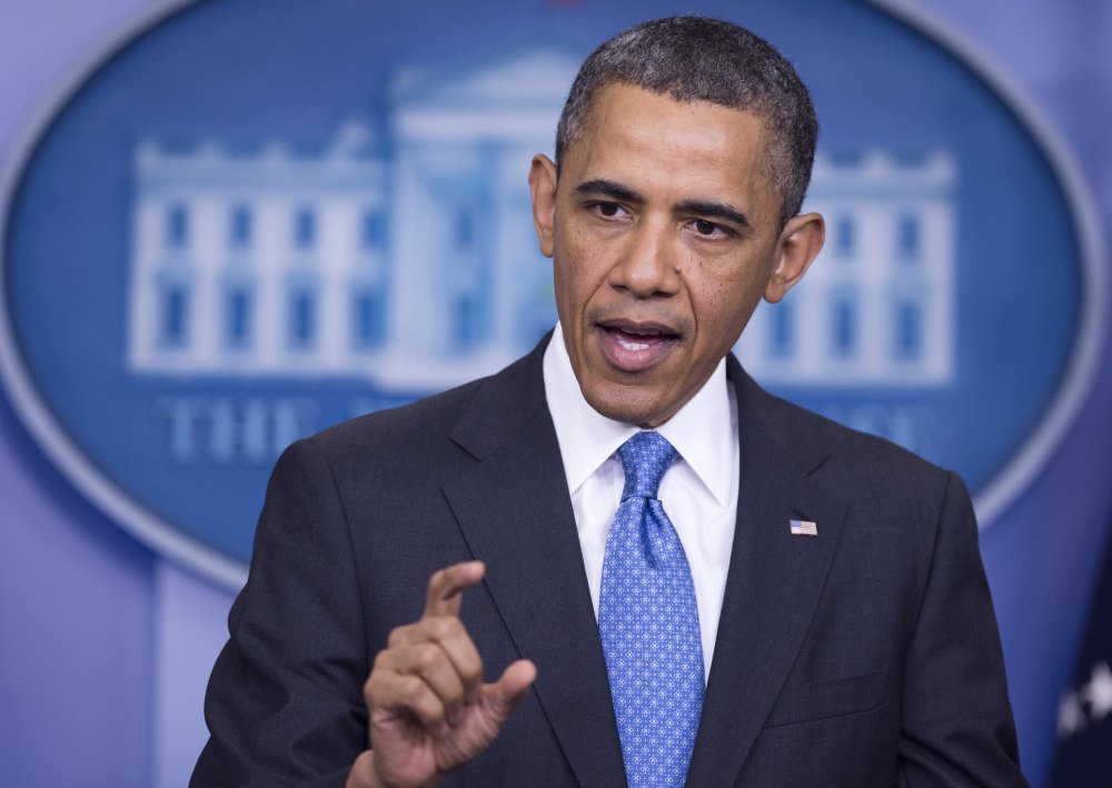 US President Barack Obama holds a press conference in the Brady Press Briefing Room of the White House in Washington, DC, on April 30, 2013. The President on Tuesday warned of rushing to judgement on possible use of chemical weapons by Syria. (Photo by...