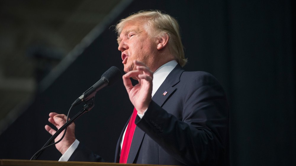 Republican presidential candidate Donald Trump speaks to guests and supporters during a rally at the Indiana State Fairgrounds on April 20, 2016 in Indianapolis, Ind. (Photo by Scott Olson/Getty)