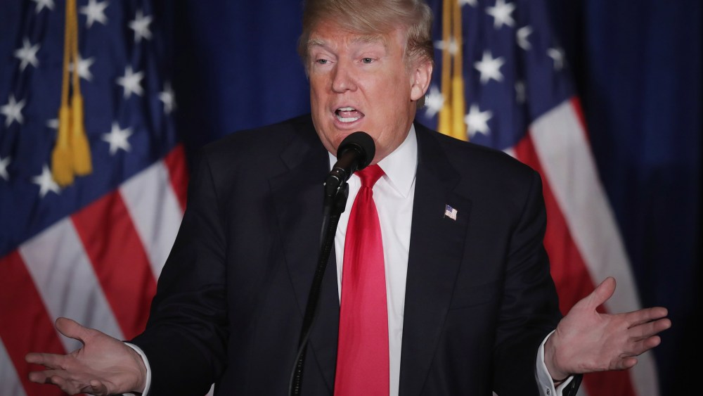 Republican presidential candidate Donald Trump delivers a speech about his vision for foreign policy at the Mayflower Hotel April 27, 2016 in Washington, DC. (Photo by Chip Somodevilla/Getty)