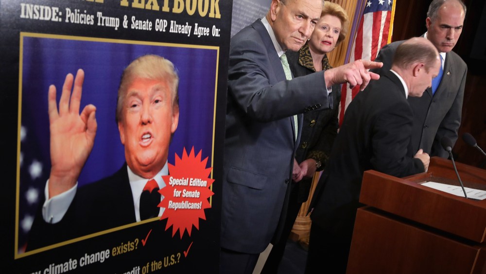 Democratic senators hold a news conference following meetings between Republican presidential candidate Donald Trump and GOP congressional leadership at the U.S. Capitol, May 12, 2016 in Washington, DC. (Photo by Chip Somodevilla/Getty)