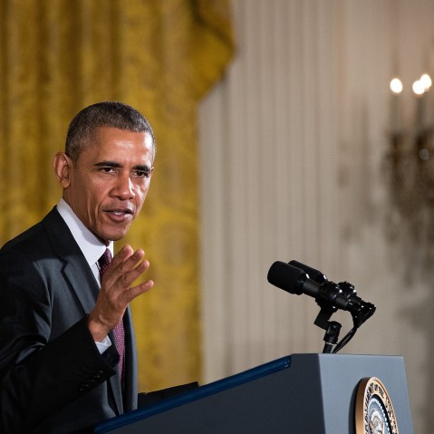 President Barack Obama speaks during a ceremony in the East Room of the White House, May 16, 2016, in Washington, DC. (Photo by Drew Angerer/Getty)