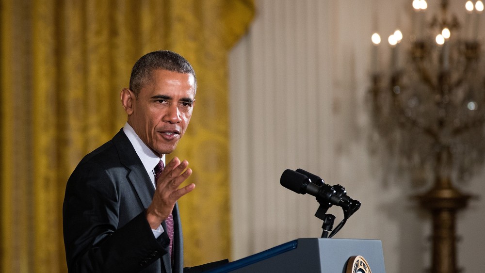 President Barack Obama speaks during a ceremony in the East Room of the White House, May 16, 2016, in Washington, DC. (Photo by Drew Angerer/Getty)