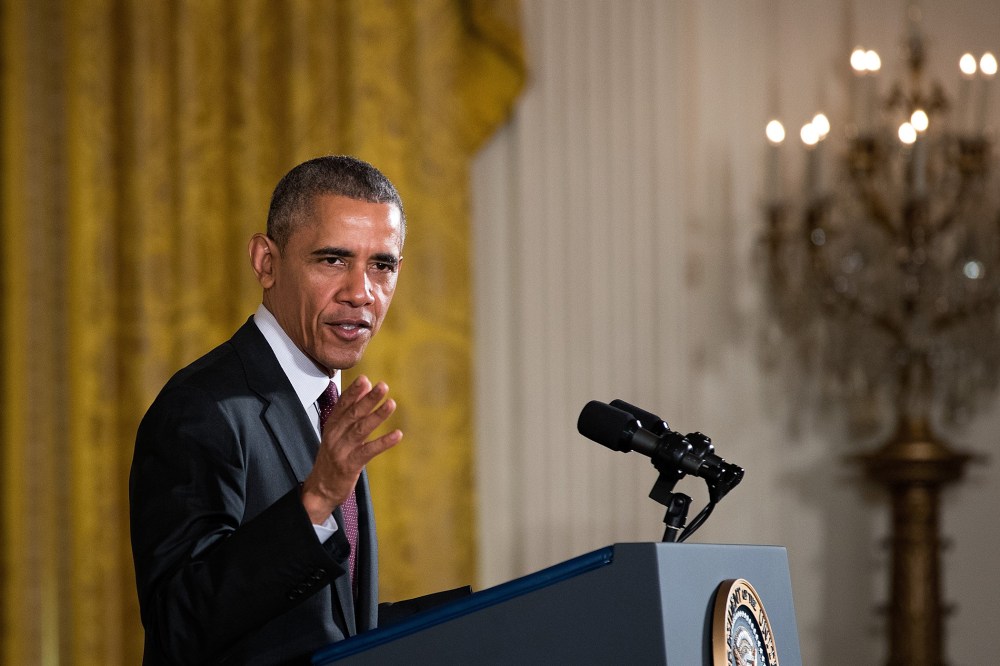 President Barack Obama speaks during a ceremony in the East Room of the White House, May 16, 2016, in Washington, DC. (Photo by Drew Angerer/Getty)