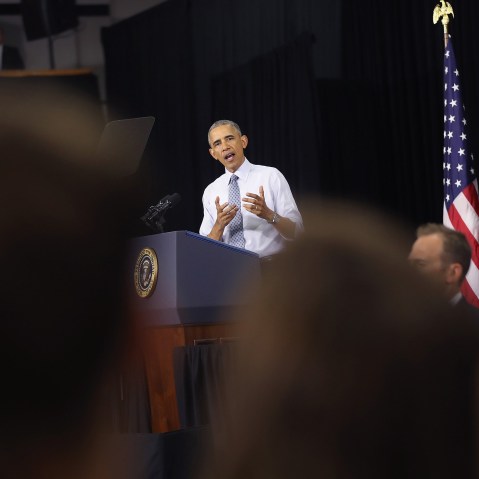 President Barack Obama speaks on June 1, 2016 in Elkhart, Ind. (Photo by Scott Olson/Getty)