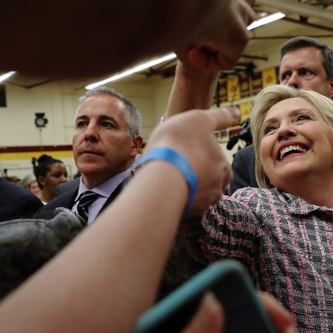 Democratic presidential candidate, former Secretary of State Hillary Clinton greets supporters during a campaign rally at Sacramento City College on June 5, 2016 in Sacramento, Calif. (Photo by Justin Sullivan/Getty)