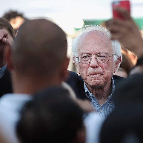 Democratic presidential candidate Senator Bernie Sanders campaigns in the Silverlake neighborhood on June 7, 2016 in Los Angeles, Calif. (Photo by Scott Olson/Getty)