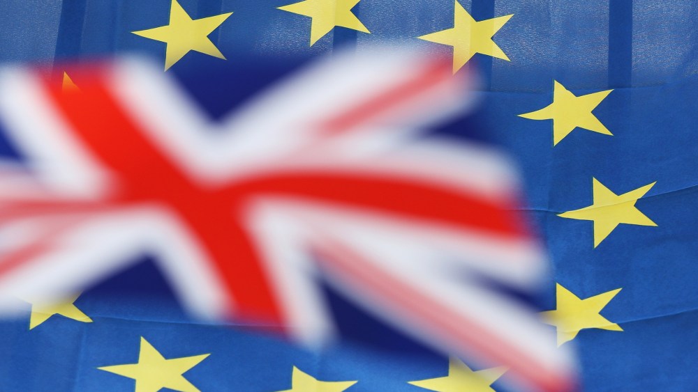 British and European Union flags on June 22, 2016. (Photo by Sean Gallup/Getty)