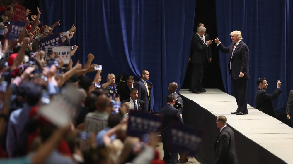 Republican Presidential nominee Donald Trump speaks to supporters on August 23, 2016 in Austin, Texas. (Photo by John Moore/Getty)