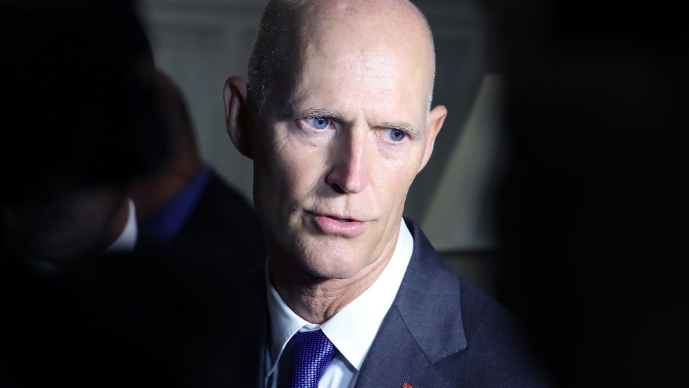 Florida Gov. Rick Scott (R), speaks to the media after a meeting with meeting with House Congressional members on Capitol Hill, Sept. 14, 2016 in Washington, D.C. (Photo by Mark Wilson/Getty)