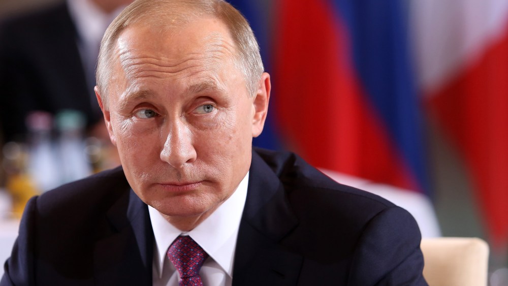 Russian President Vladimir Putin attends a meeting to discuss the Ukrainian peace process at the German federal Chancellery on Oct. 19, 2016 in Berlin, Germany. (Photo by Adam Berry/Getty)