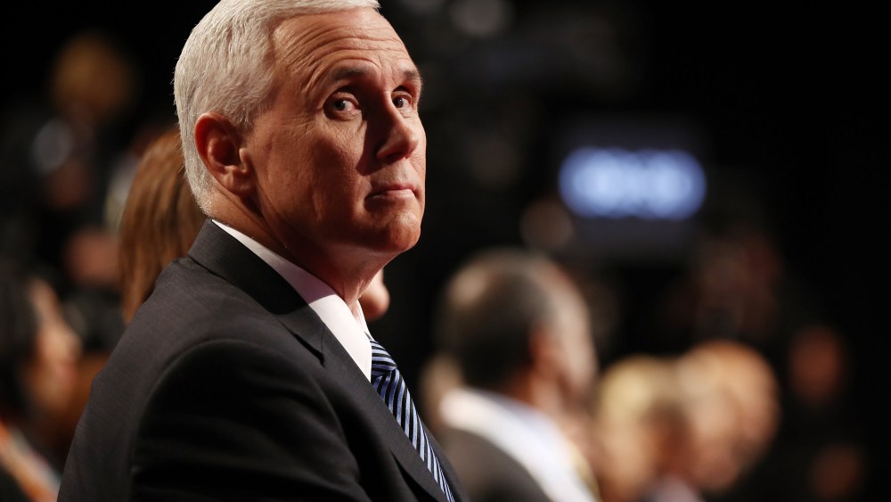 Republican vice presidential nominee Mike Pence waits for the start of the third U.S. presidential debate at the Thomas & Mack Center on Oct. 19, 2016 in Las Vegas, Nev. (Photo by Win McNamee/Getty)