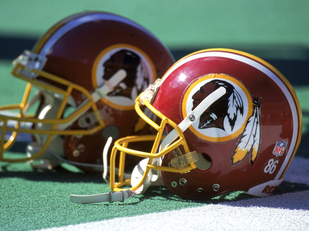 Washington Redskins helmets (Photo by  Doug Pensinger/Allsport  via Getty Images)
