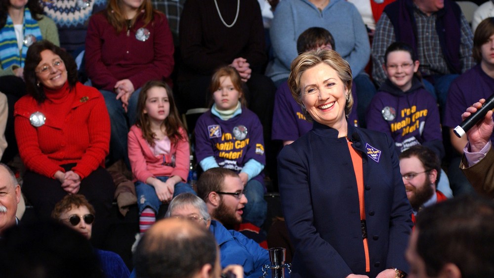 Hillary Clinton attends a town hall meeting at Berlin City Hall on Feb. 10, 2007 in Berlin, N.H.