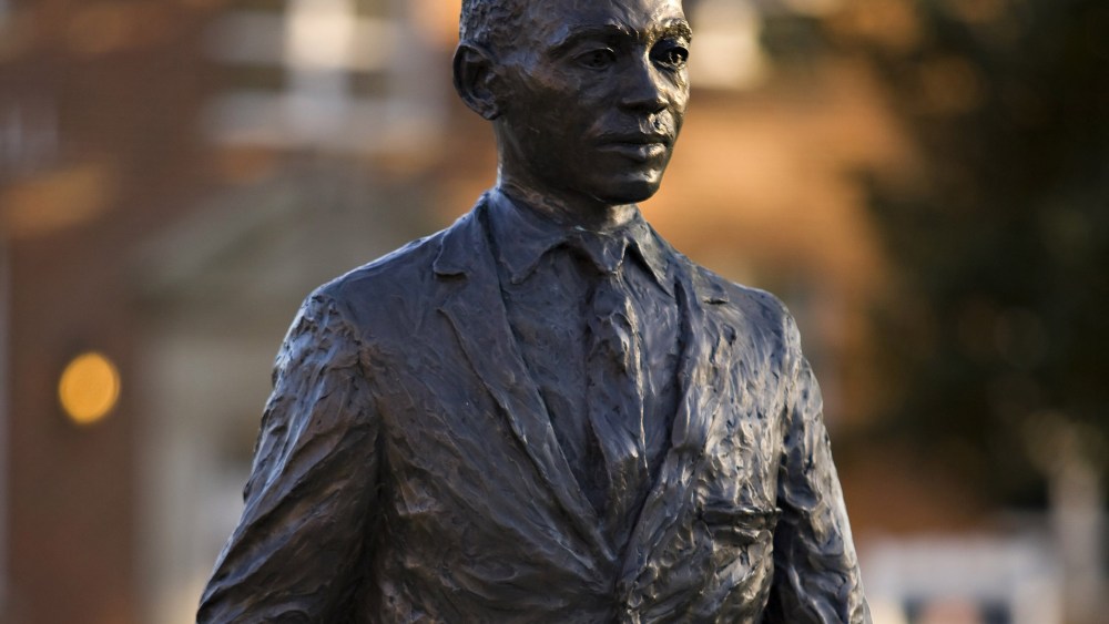 The James H. Meredith statue on the campus of the University of Mississippi in Oxford, Miss. (Photo by Wesley Hitt/Getty)